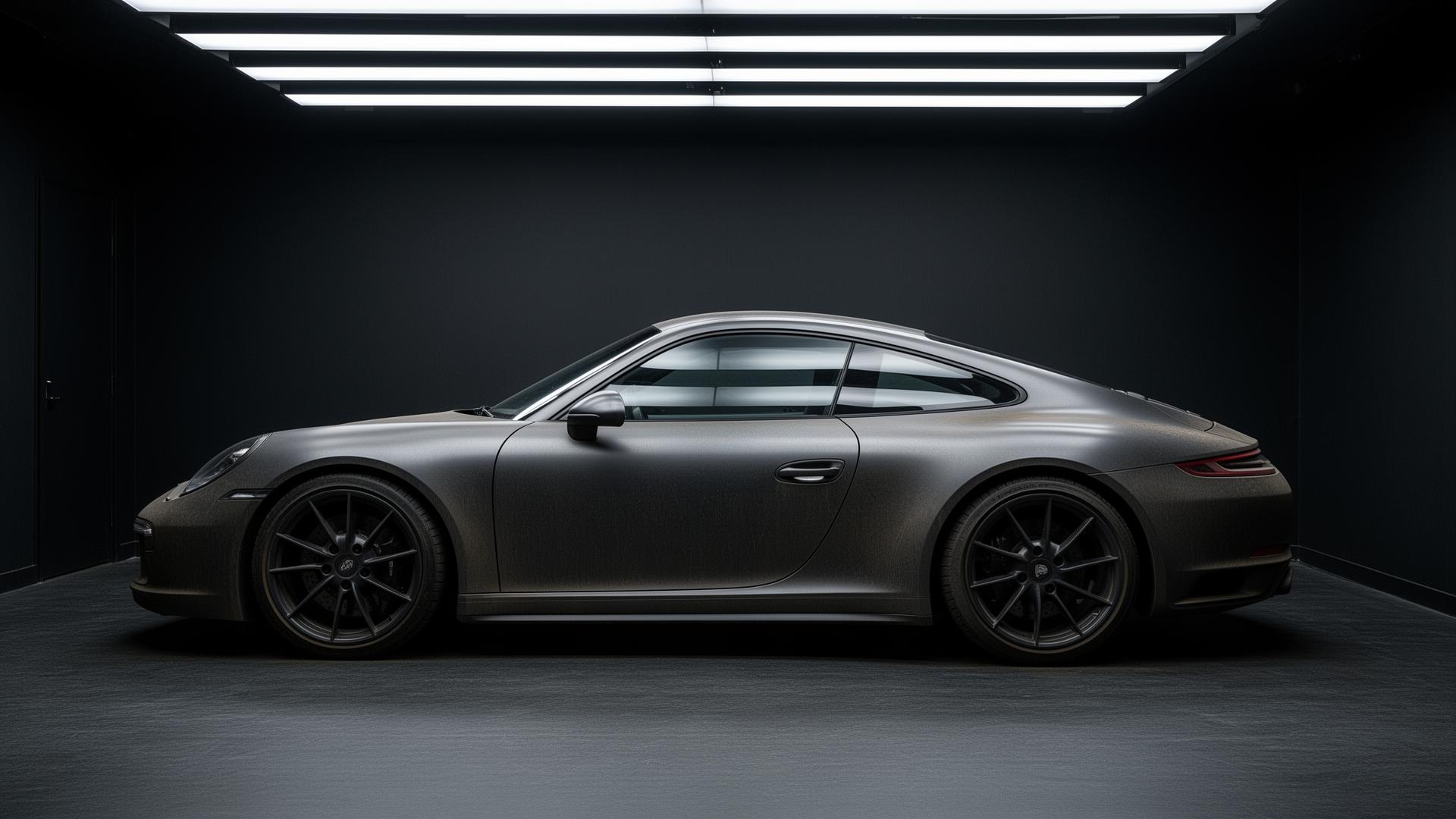 Graphite grey Porsche 911 Carrera with flat paint before ceramic coating